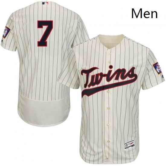 Mens Majestic Minnesota Twins 7 Joe Mauer Authentic Cream Alternate Flex Base Authentic Collection MLB Jersey